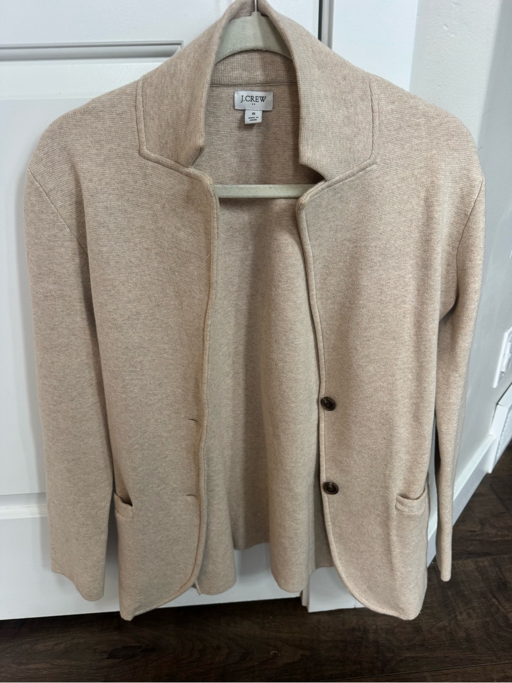 J. Crew Light Beige Button Front Knit Blazer